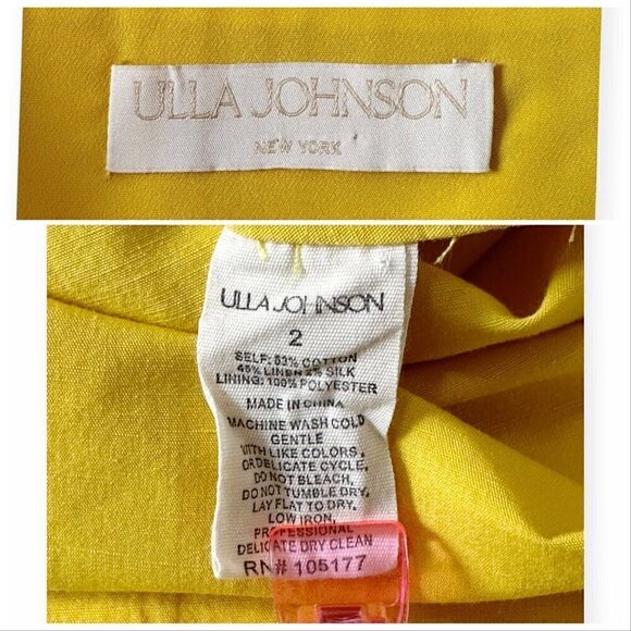 Ulla Johnson Laetitia Tie Strap Cotton & Linen Blend Midi Dress , Size 2, Yellow - Picture 4 of 16